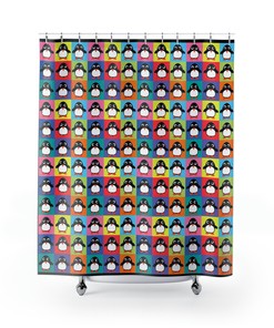 Colorful Penguin Shower Curtain for Cute Bathroom Decor