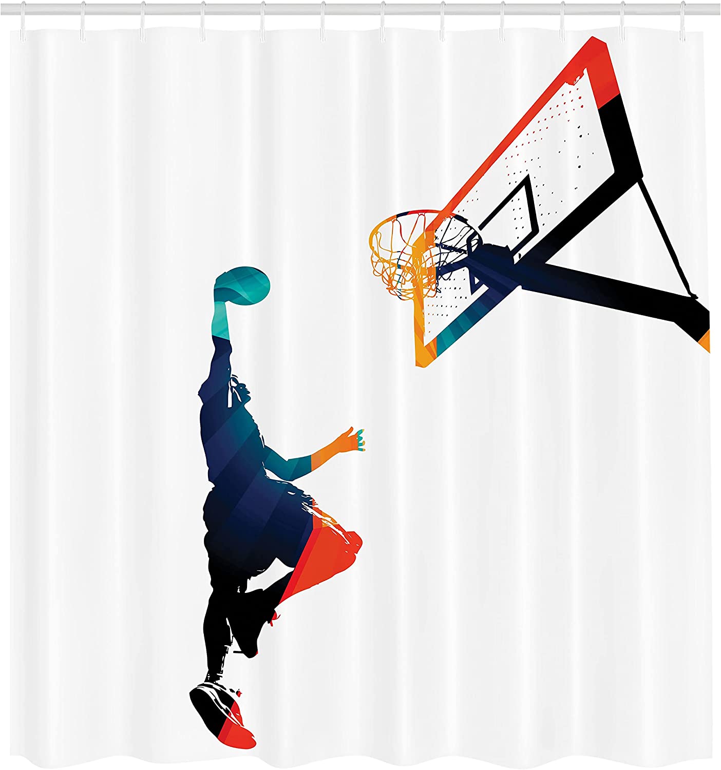 Colorful Star Shower Curtain, Striped Pattern Celebration Theme Party Bathroom Decor with Dots and Stars - Image 2