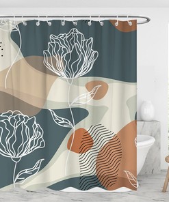 Contemporary Geometric Line Art Shower Curtain for Modern Bathroom