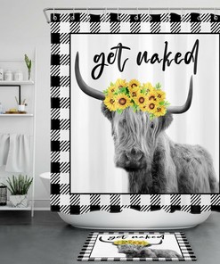 Cow Check Plaid Shower Curtain for Country Bathroom Decor