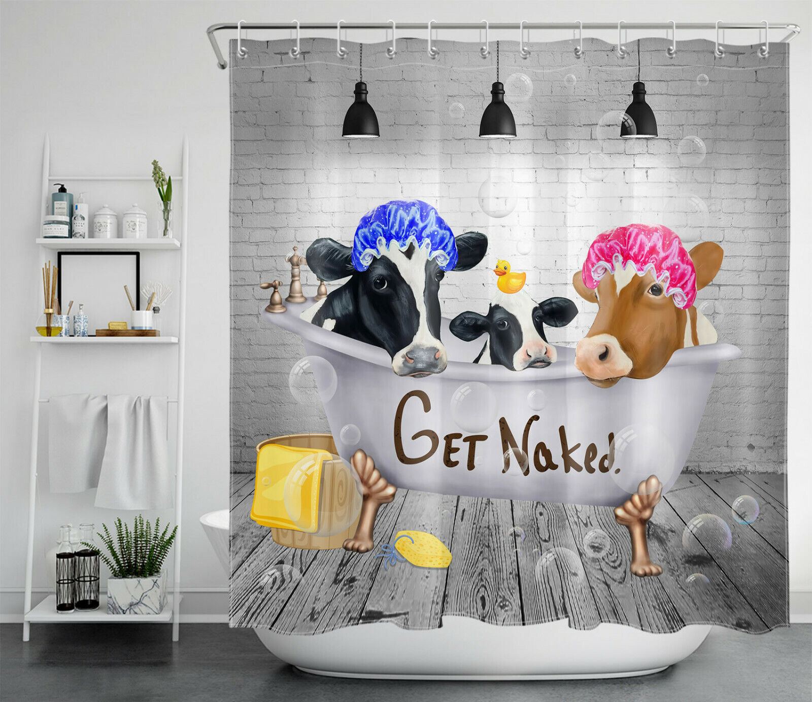 Cow Family Shower Curtain for Farmhouse Bathroom Decor - Image 2