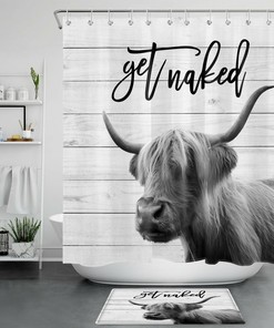 Cow Portrait Shower Curtain for a Farmhouse Bathroom Decor