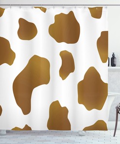 Cow Print Bathroom Shower Curtain, Brown Spots on Cow Print for a Rustic Look