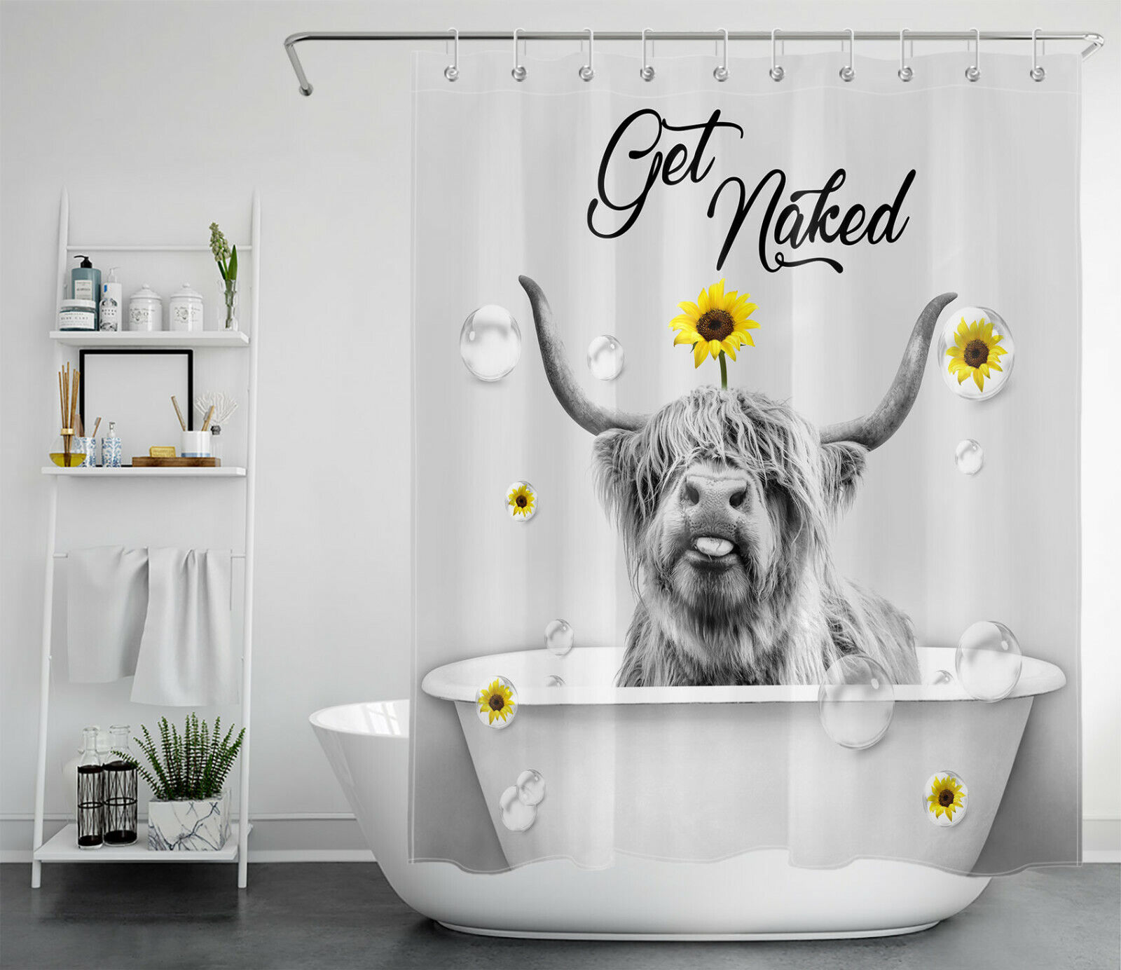 Cow Print Shower Curtain, Farmhouse-style Bathroom Accessories
