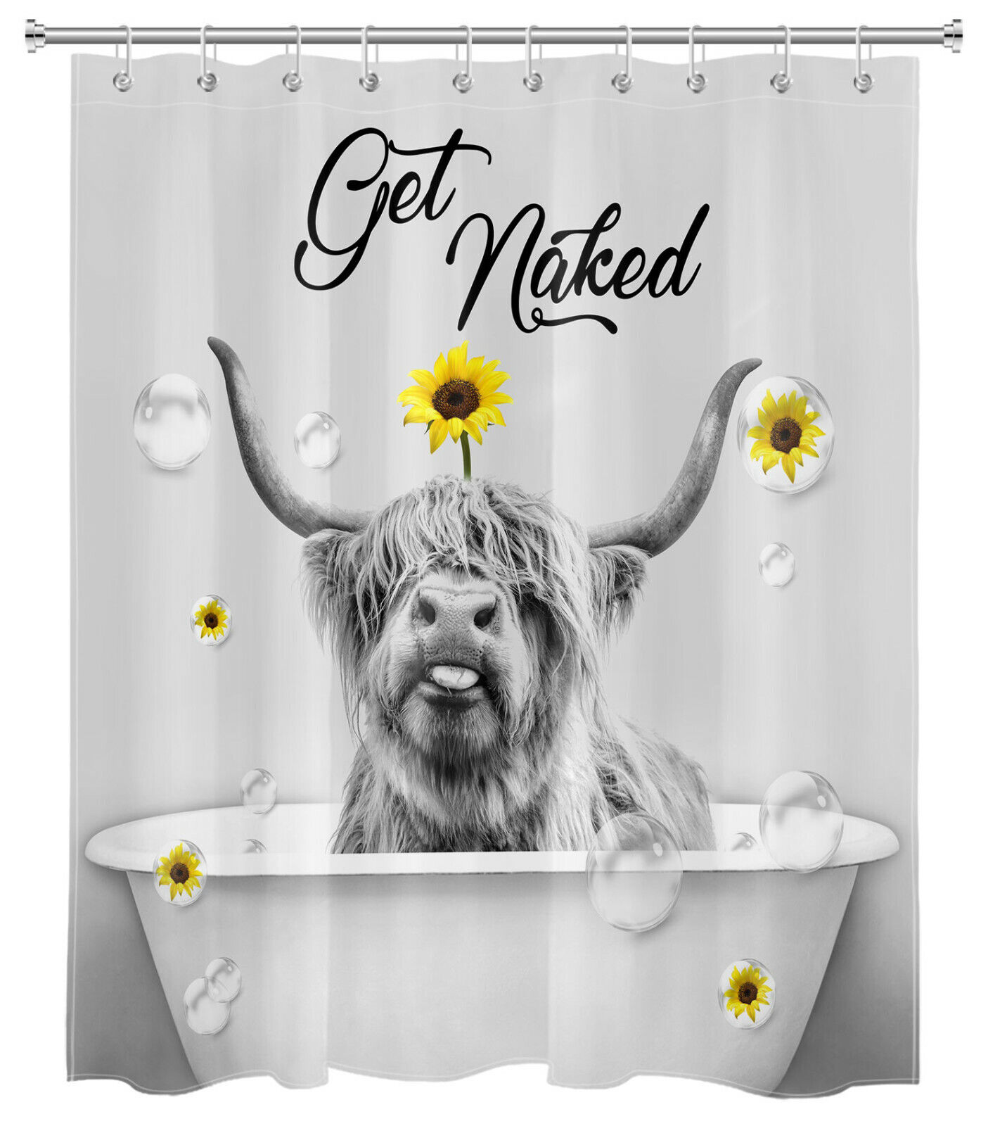 Cow Print Shower Curtain, Farmhouse-style Bathroom Accessories - Image 2