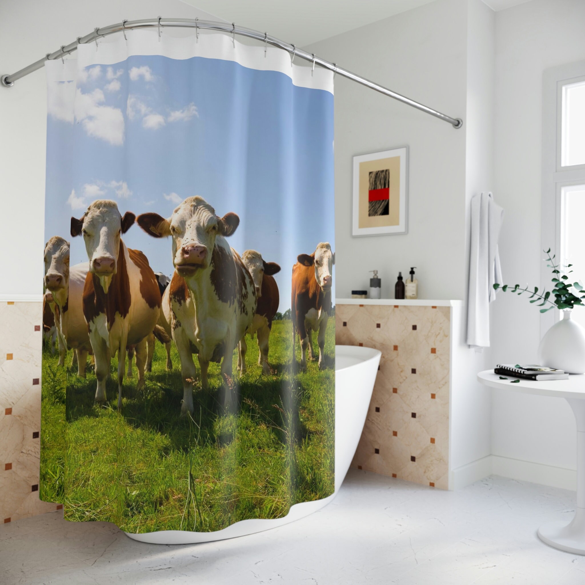 Cow Shower Curtain, Western Bathroom Decor - Image 3