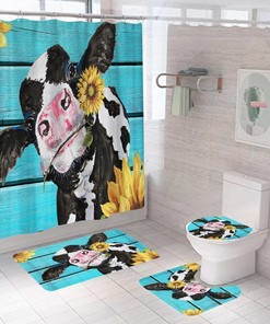 Cow Shower Curtain for a Farmhouse Bathroom Decor