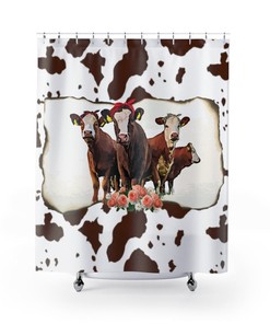 Cow and Sunflowers Shower Curtain, Country Bathroom Decor