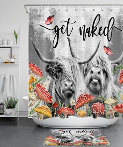 Cowhide Print Shower Curtain, Farmhouse Style Home Decor