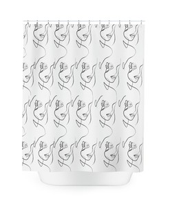Creative Abstract Mid Century Woman Geometric Line Art Shower Curtain for Contemporary Bathroom Decor