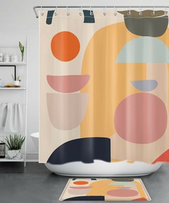 Creative Brown Geometric Shower Curtain for Modern Bathroom Decor