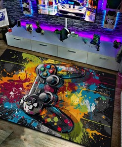 Customizable Game Controller Area Rug for Teen Boys' Bedroom, Add Your Name or Favorite Quote