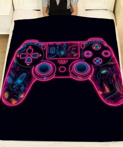 Customizable Gaming Sherpa Fleece Blanket for Teen Boys, Personalized Video Game Throw for Bedroom and Living Room