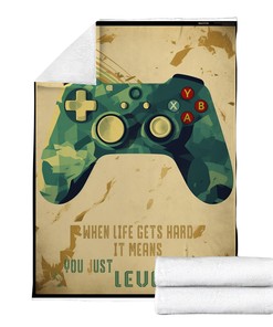 Customizable Video Game Sherpa Fleece Throw for Teen Boys, Personalized Gaming Room Decor for Bedroom and Living Room