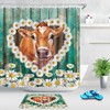 Cute Daisy Cow Shower Curtain for a Farmhouse-inspired Bathroom Decor
