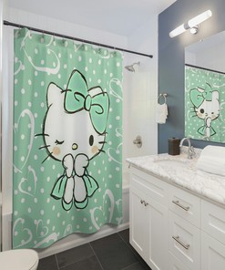 Cute Hello Kitty Shower Curtain - Stylish Waterproof Washroom Curtains for Your Bathroom