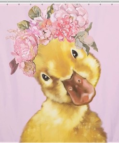 Cute Little Yellow Duck Shower Curtain for Apartment Bathroom