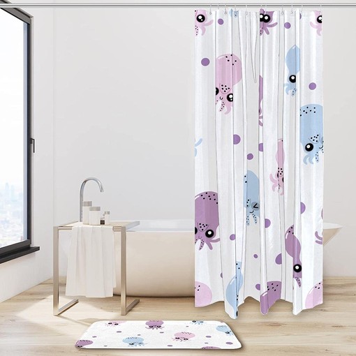 Cute Octopus Waterproof Shower Curtain for Kids Bathroom Decor - Image 2