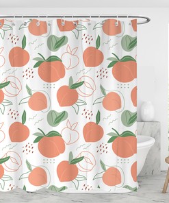 Cute Peach and Pink Fruits Shower Curtain for Trendy Bathroom