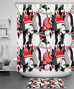 Cute Penguin Shower Curtain - Waterproof Fabric & Home Decor