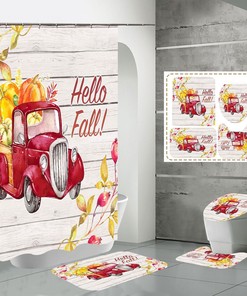 Cute Sedan Pumpkin Shower Curtain for Your Bathroom