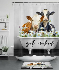 Daisy Cow Shower Curtain for Bathroom Decor | Home Decor