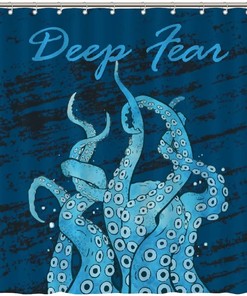 Deep Sea Blue Ocean Animal Shower Curtain featuring Octopus by ArogGeld- Perfect for Bathroom Decor