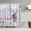 Deer Elk Grassland Forest Animal Print Shower Curtain for an Outdoor Bathroom