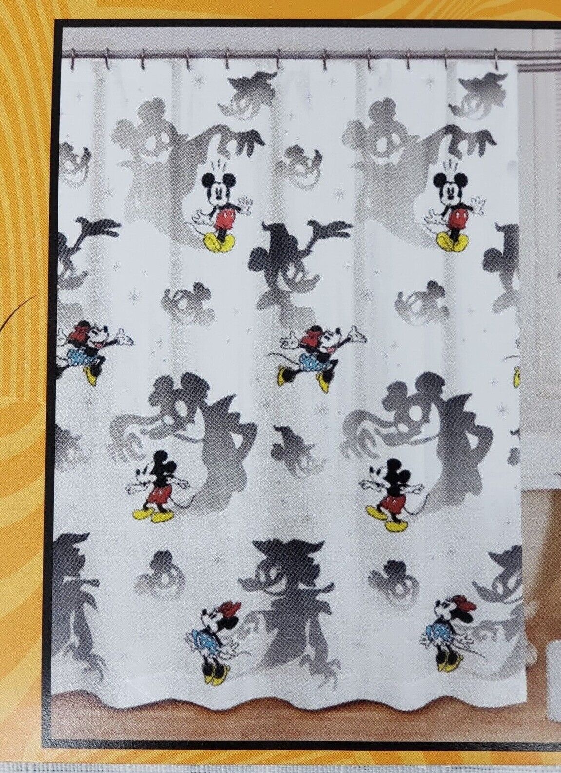 Disney's Mickey Mouse Halloween Fall Haunted Ghosts Fabric Bath Curtain