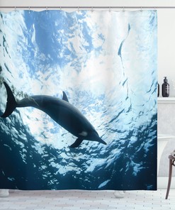 Dolphin Shower Curtain for a Coastal Bathroom Theme