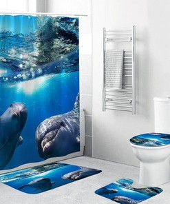 Dolphin and Coral Reef Shower Curtain for a Coastal Bathroom Decor