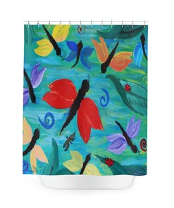 Dragonflies Garden Beach Bathroom Shower Curtain - A Stunning Waterproof Fabric Curtain to Beautify Your Bathroom Decor