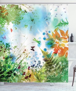 Dragonfly Nature Print Shower Curtain for Home Bathroom Decor