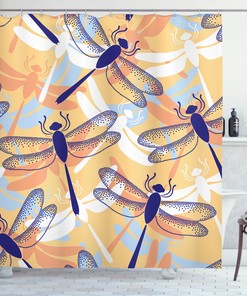 Dragonfly Pattern Boho Animal Print Shower Curtain for Bathroom