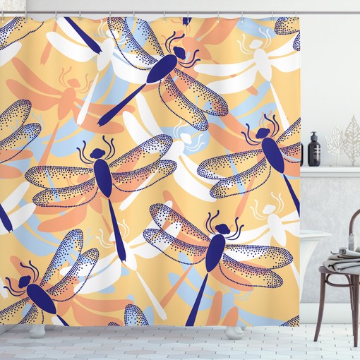 Dragonfly Pattern Boho Animal Print Shower Curtain for Bathroom - Image 3