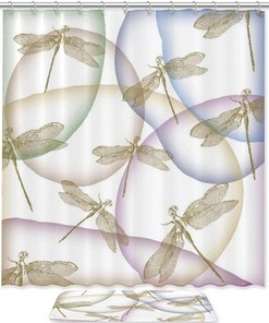 Dragonfly Shower Curtain with Withered Print | Home Decor Bathroom Curtain