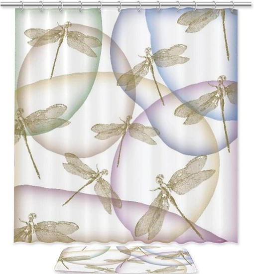 Dragonfly Shower Curtain with Withered Print | Home Decor Bathroom Curtain