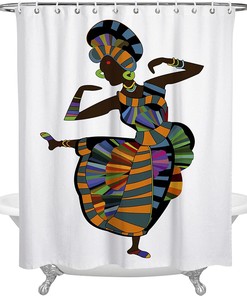 Dream Catcher Flowers African American Black Girl Shower Curtain for Boho and Chic Bathroom Decor