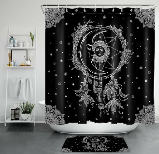 Dream Catcher and Stars Space Shower Curtain - Boho Bathroom Decor