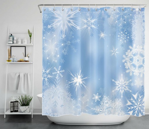 Dream Snowflake Ice Crystal Christmas Shower Curtain for a Festive Bathroom Accessory - Image 2