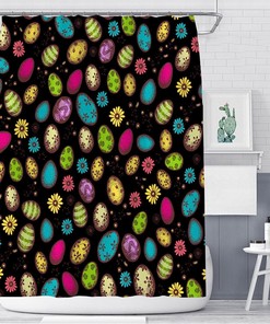 Easter Eggs Chick Flowers Floral Bathroom Shower Curtain for a Cheerful Easter Bathroom