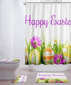 Easter Eggs Flower Grass Shower Curtain for a Spring-Inspired Bathroom