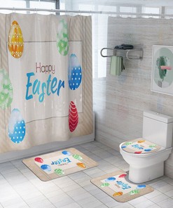 Easter Eggs Print Shower Curtain Bathroom for a Playful Easter Bathroom