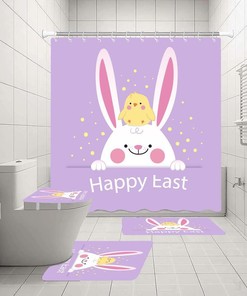 Easter Eggs Rabbit Chick Shower Curtain for a Cute and Fun Easter Bathroom