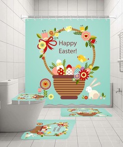 Easter Eggs Rabbit Shower Curtain for a Charming Easter Bathroom