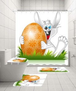Easter Eggs Rabbit Shower Curtain for a Cheerful and Happy Bathroom