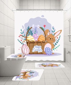 Easter Eggs Rabbit Shower Curtain for a Classic and Festive Easter Bathroom