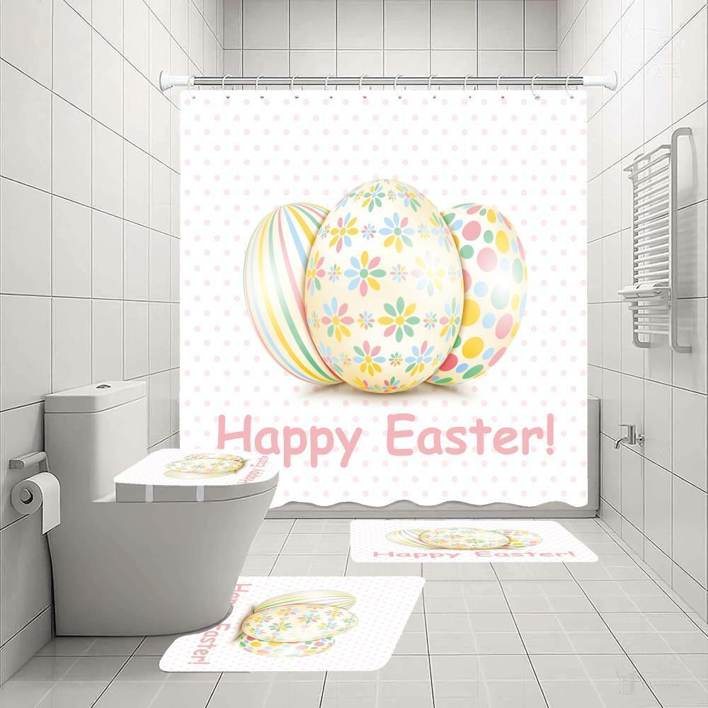 Easter Eggs Rabbit Shower Curtain for a Festive and Colorful Bathroom