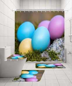 Easter Eggs Rabbit Shower Curtain for a Playful and Colorful Bathroom