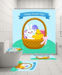 Easter Eggs Rabbit Shower Curtain for an Adorable Easter Bathroom